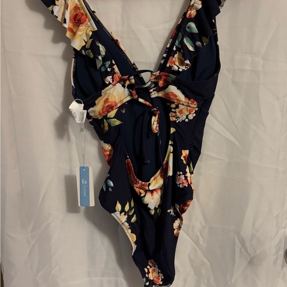 Cupshe Dark Blue Floral One Piece Swimsuit - Picture 2 of 3